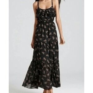 Guess Floral Tiered Maxi Dress Sz 4 Strappy Ruffle Babydoll Romantic Garden Boho